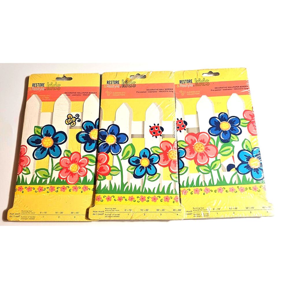Target Restore 2001 Floral Fence Wallpaper Border 3 packs
